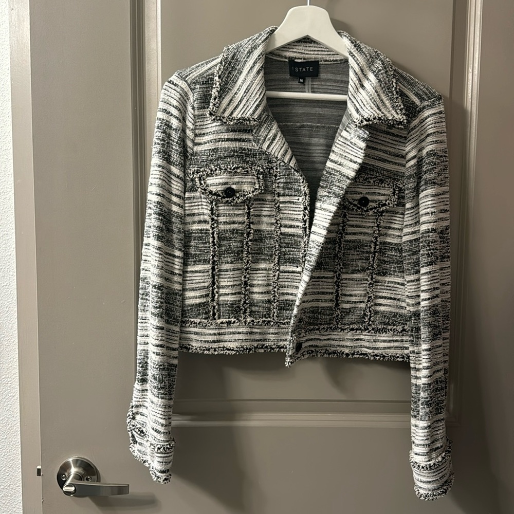 State Fringe Trim Novelty tweeted jacket